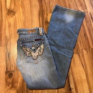 Miss Me Women’s Size 27 Bootcut Jeans Reno Light Lace Pockets Y2K Early 2000s